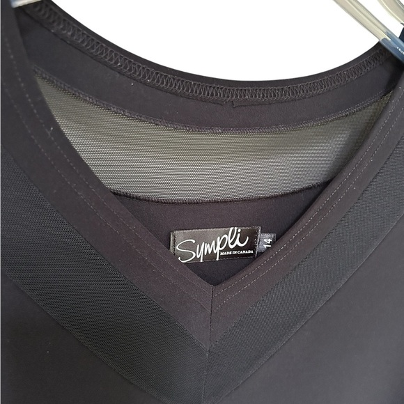 Sympli Black V-Neck Tunic Dress, Elegant Travel-Friendly Wrinkle-Resistant, 14 - Picture 4 of 7